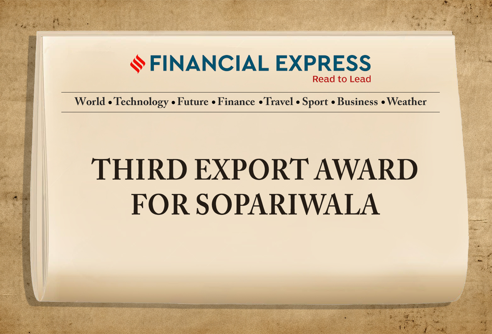 Third Export Award for Sopariwala Exports